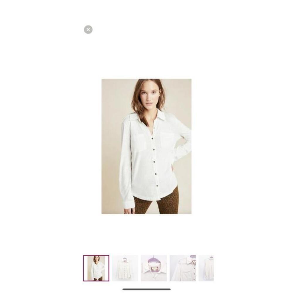 NWT Maeve Anthropologie Knit Button Down white sz s